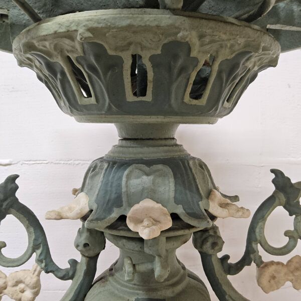 Lampe de sol victorienne en fonte unique art nouveau (lampe à gaz convertie)
