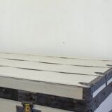 Malle ancienne restaurée bois gris et zinc