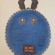 La Roche Laffitte (Born in 1943) - Watercolour drawing on silk - Dan mask
