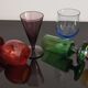 Set of 6 old liquor glasses on mismatched feet