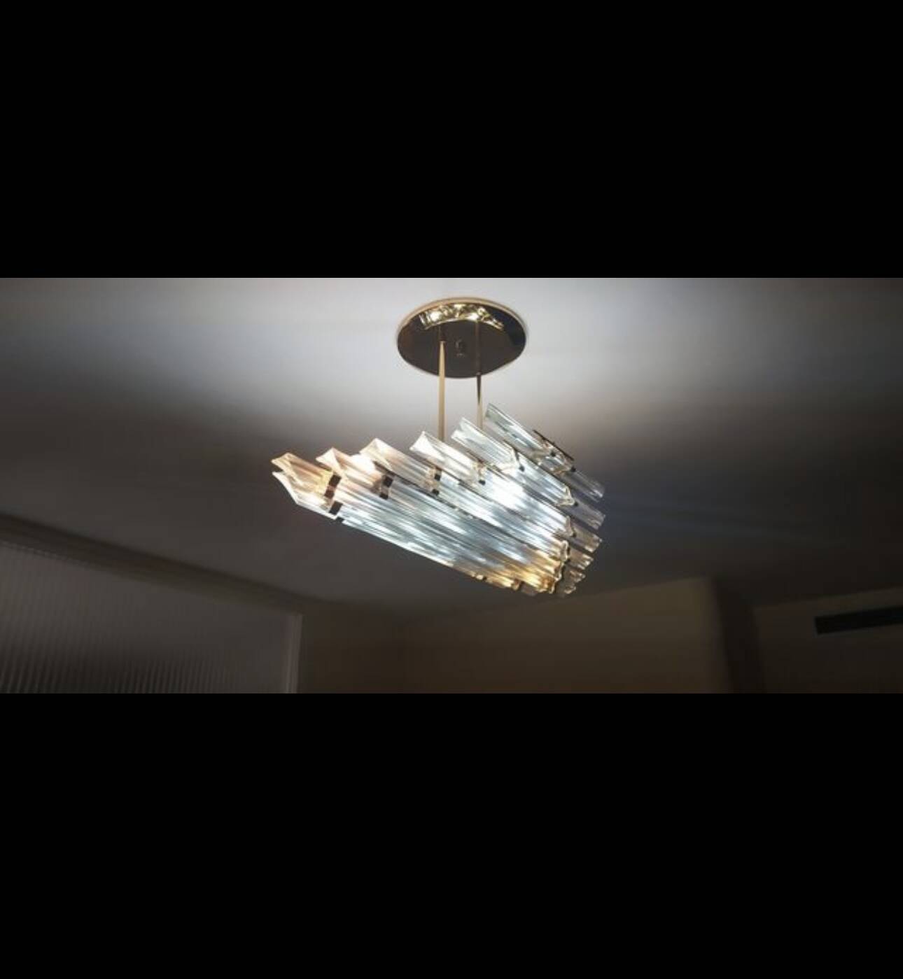 Vintage 1960’s Venini Style Murano Glass Ceiling Chandelier Light