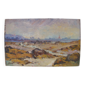 Oil on panel seaside signed Charlotte Viard