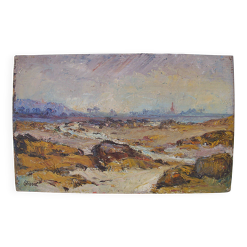 Huile sur panneau bord de mer signé Charlotte Viard