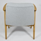 Original restored armchair 366, designer J. Chierowski, 60s, blue, oak wood