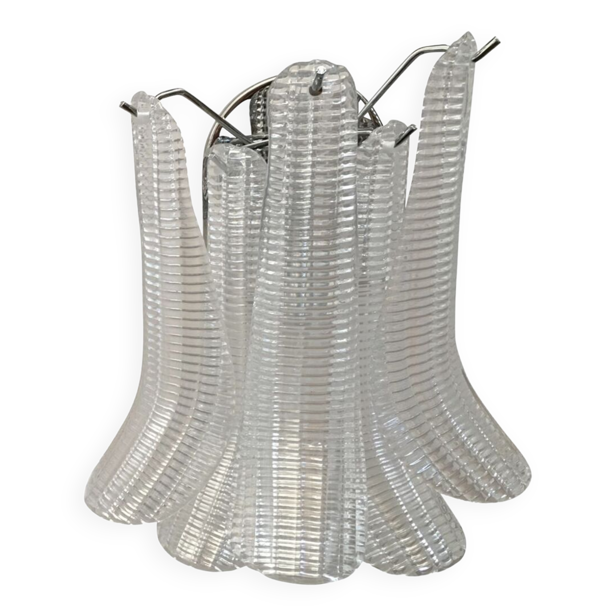 Clear striped “selle” murano glass wall sconce