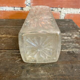 Vintage 1970s Rectangular Moulded Glass Vase with Sun Decoration #D757