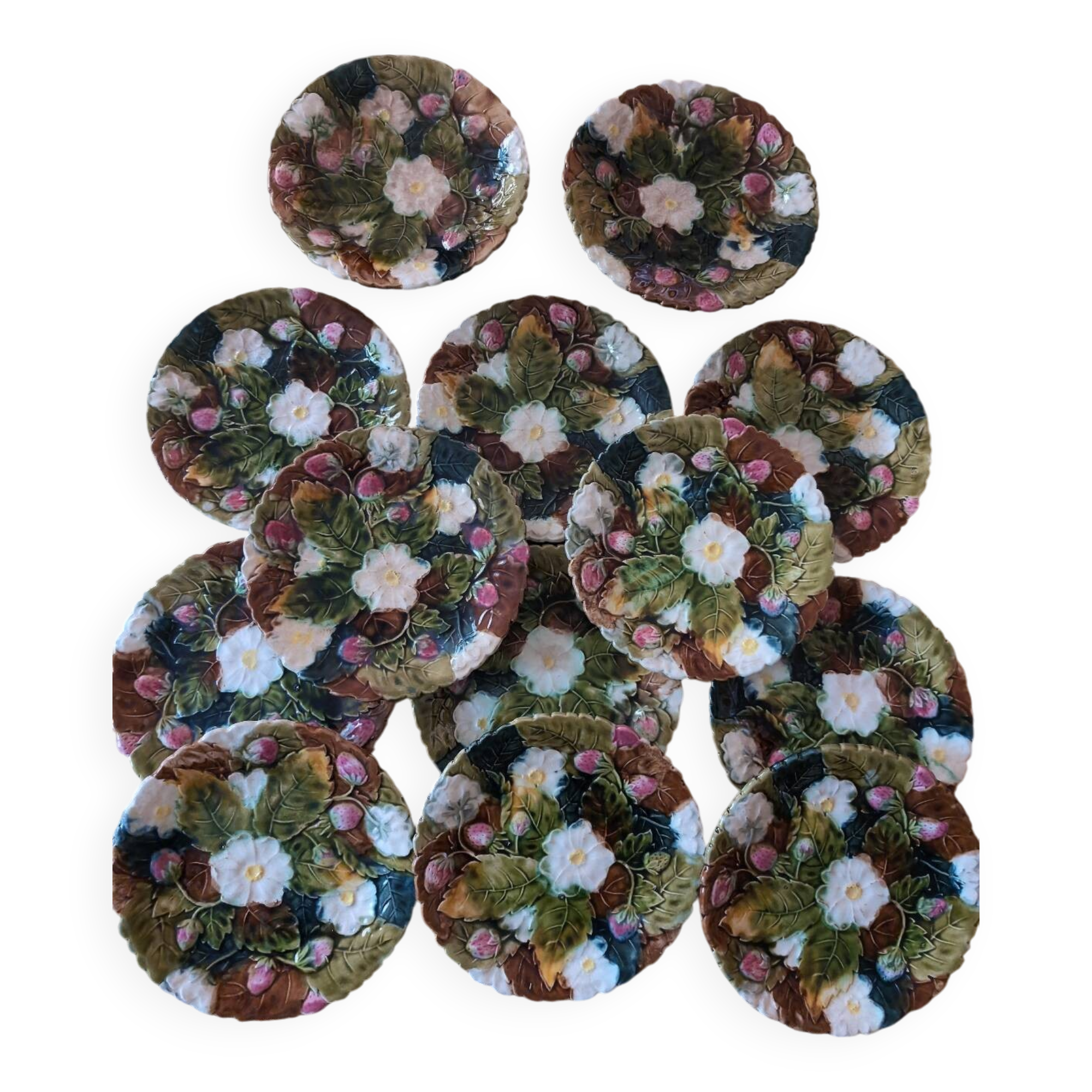 Antique slip dessert service