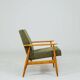 Mid century modern design armchair green olive corduroy