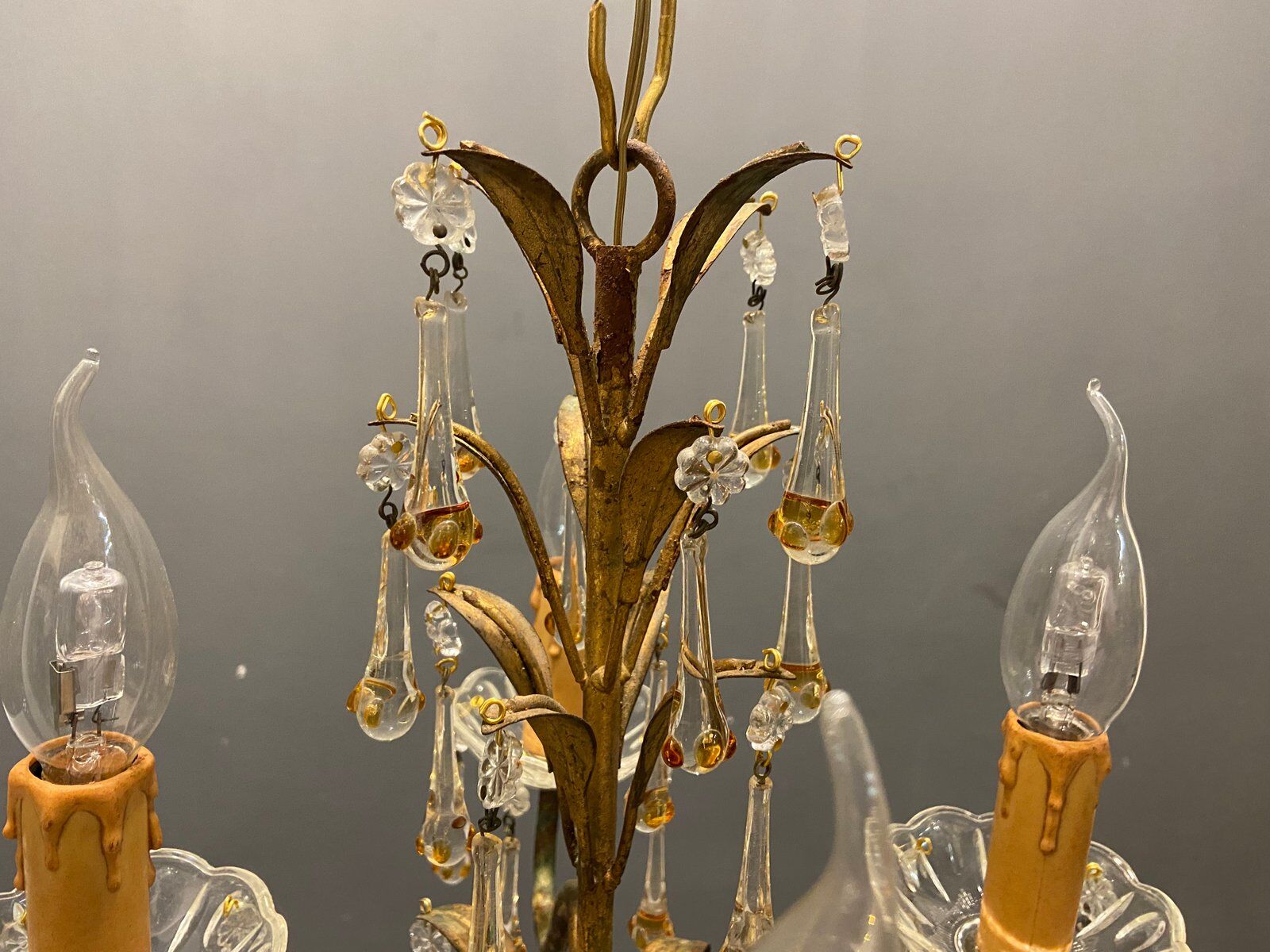 Italian Gold Gilded Murano Glass Fruit Chandelier
