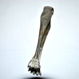Vintage engraved silver metal lion claw sugar tongs