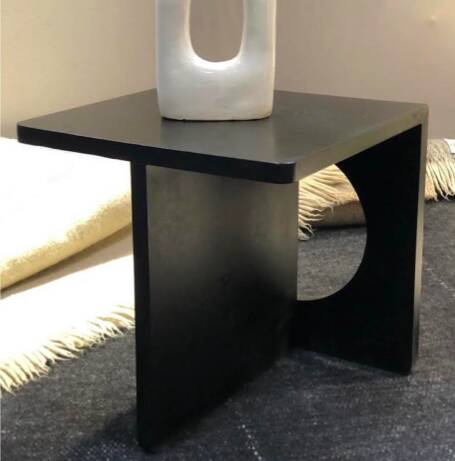Side table/pedestal table in black-stained wood