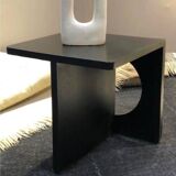 Side table/pedestal table in black-stained wood