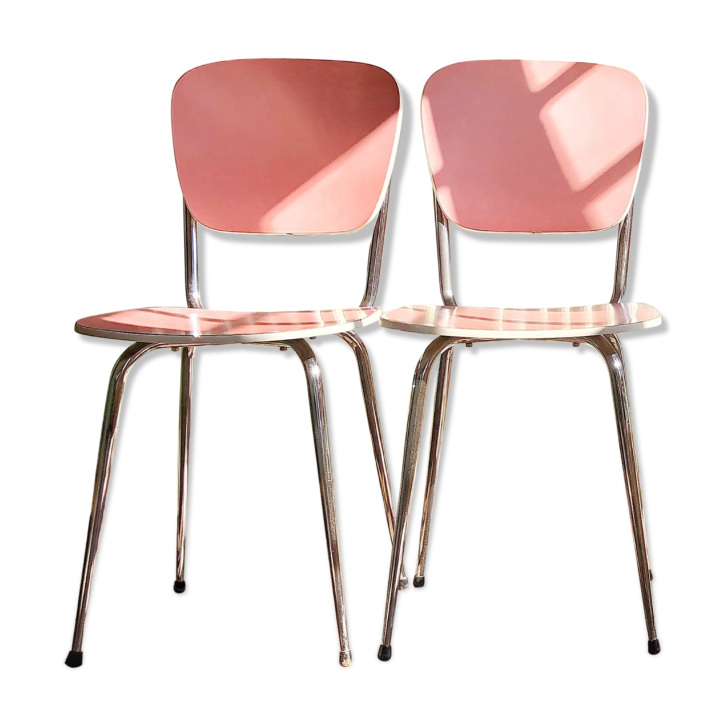 Set of 4 chairs in pink formica
