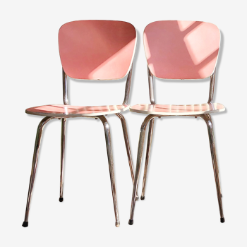 Set of 4 chairs in pink formica