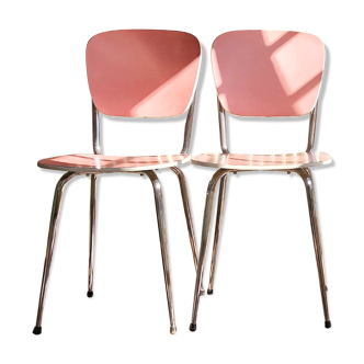 Set of 4 chairs in pink formica