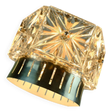 Vintage crystal glass and metal pendant light with 6 glass prisms from the 1960s, 2 available