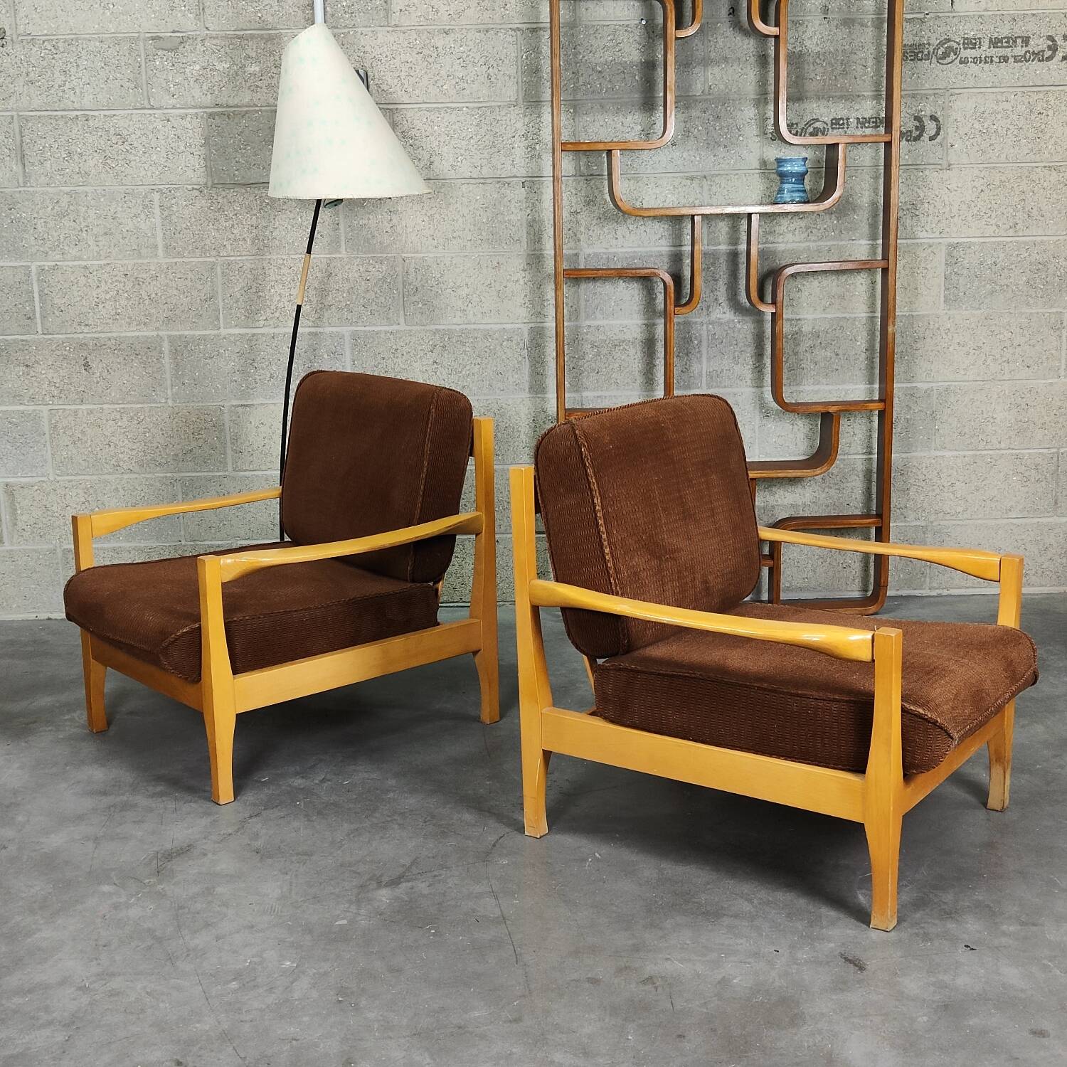 Paire de fauteuils Tchécoslovaque 1980 velours côtelé