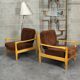 Paire de fauteuils Tchécoslovaque 1980 velours côtelé