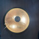 Antique ceiling light in bronze and cut crystal with diamond points.
