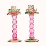 Set of two vintage Murano glass palm tree candle holders