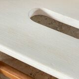 Tabouret vintage en hêtre et peint en blanc