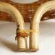 “French Riviera” rattan, metal & opaline pendant light, 1960