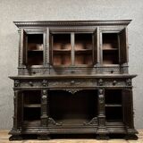 Renaissance castle buffet cabinet in solid walnut circa 1850