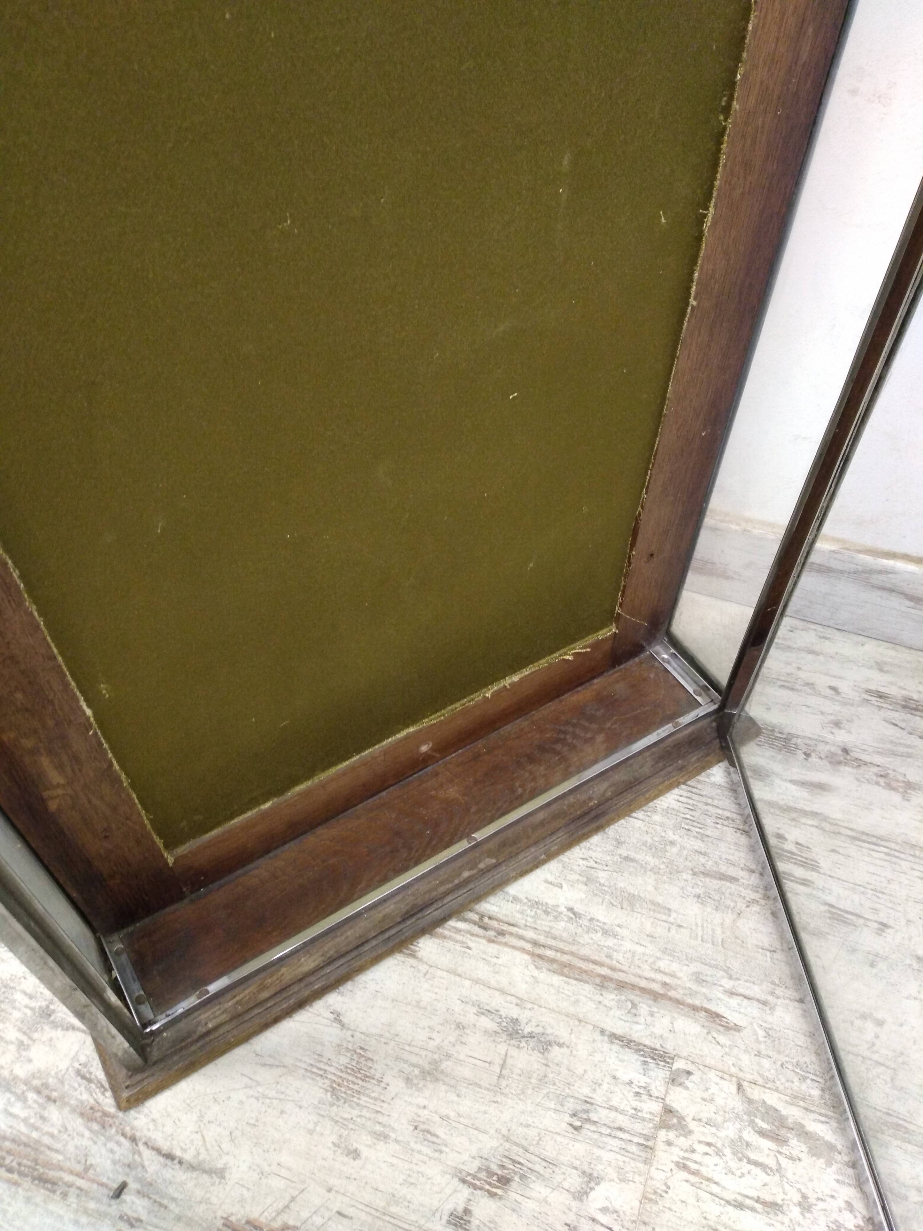 Atypical old wooden and metal wall display case