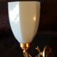 Golden brass wall light with glass tulip - dolphin pattern bathroom lamp