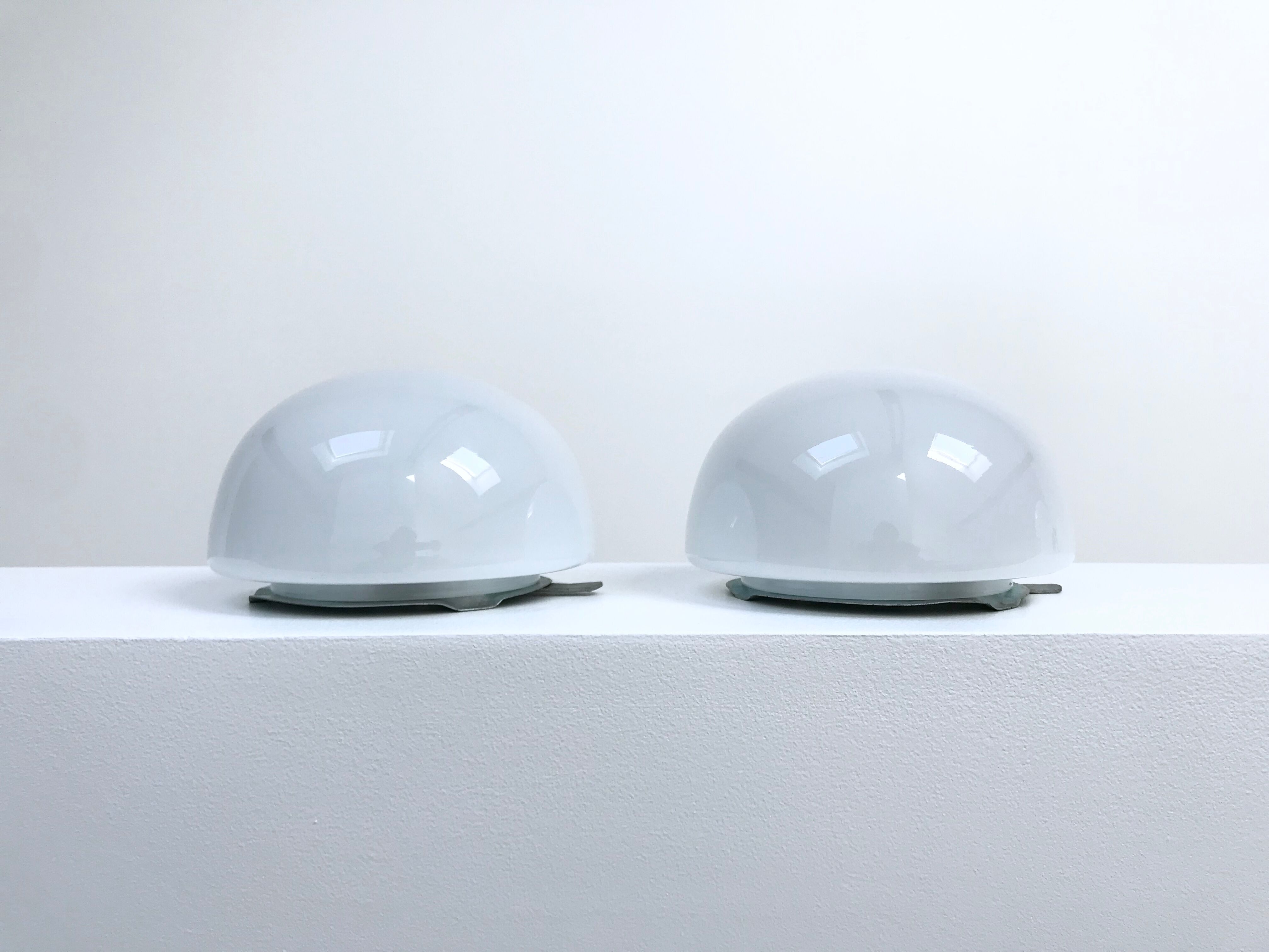 Lot of two wall lights in opaline, 1950