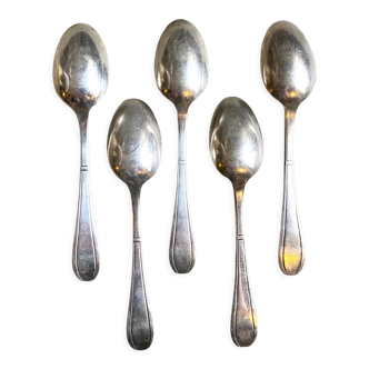 5 silver metal spoons