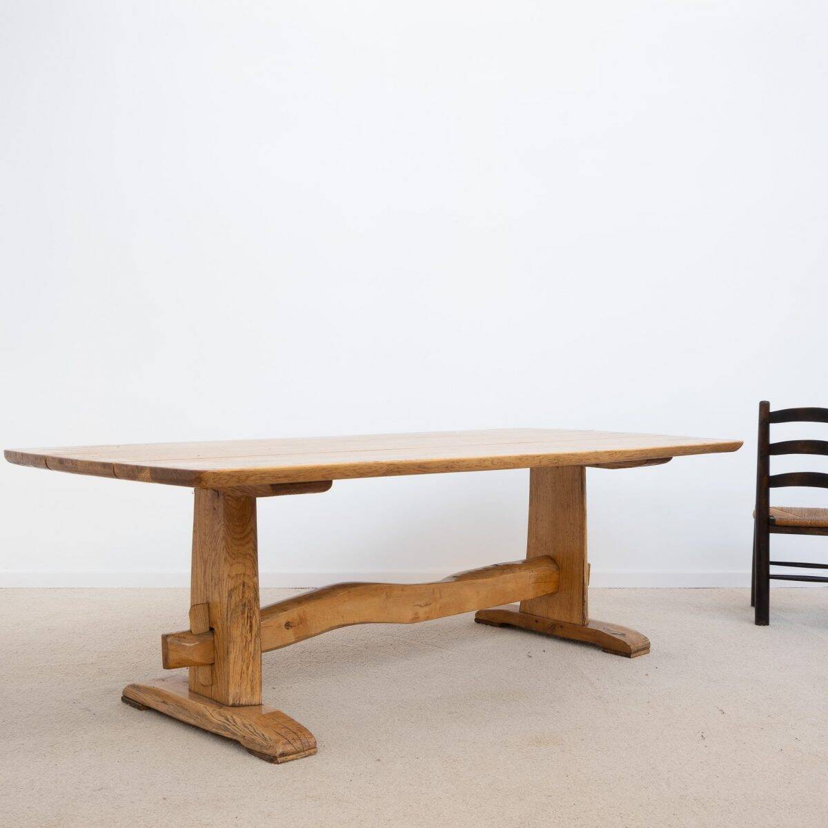 Solid oak dining table - 20th century French design