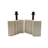 Hollywood regency set of 2 ceramic table Lamps, France 1970s