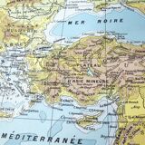 Vintage Western Asia map 43x43cm from 1950