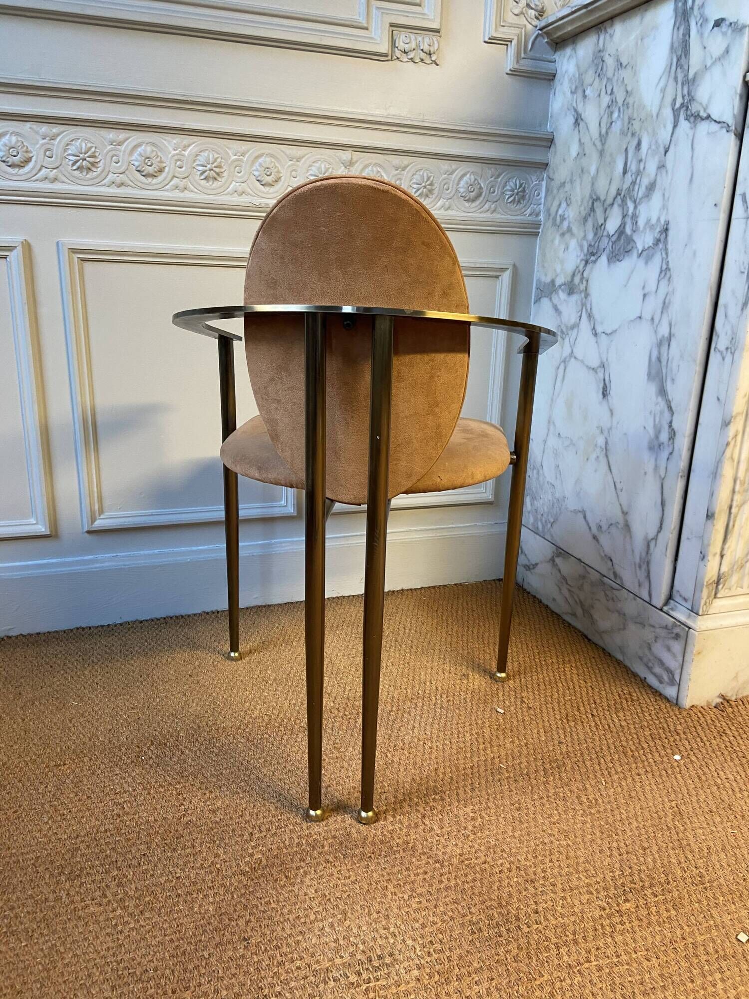 Lot de 6 chaises en métal cuivré et Nubuck de Starck pour Belgo Chrom