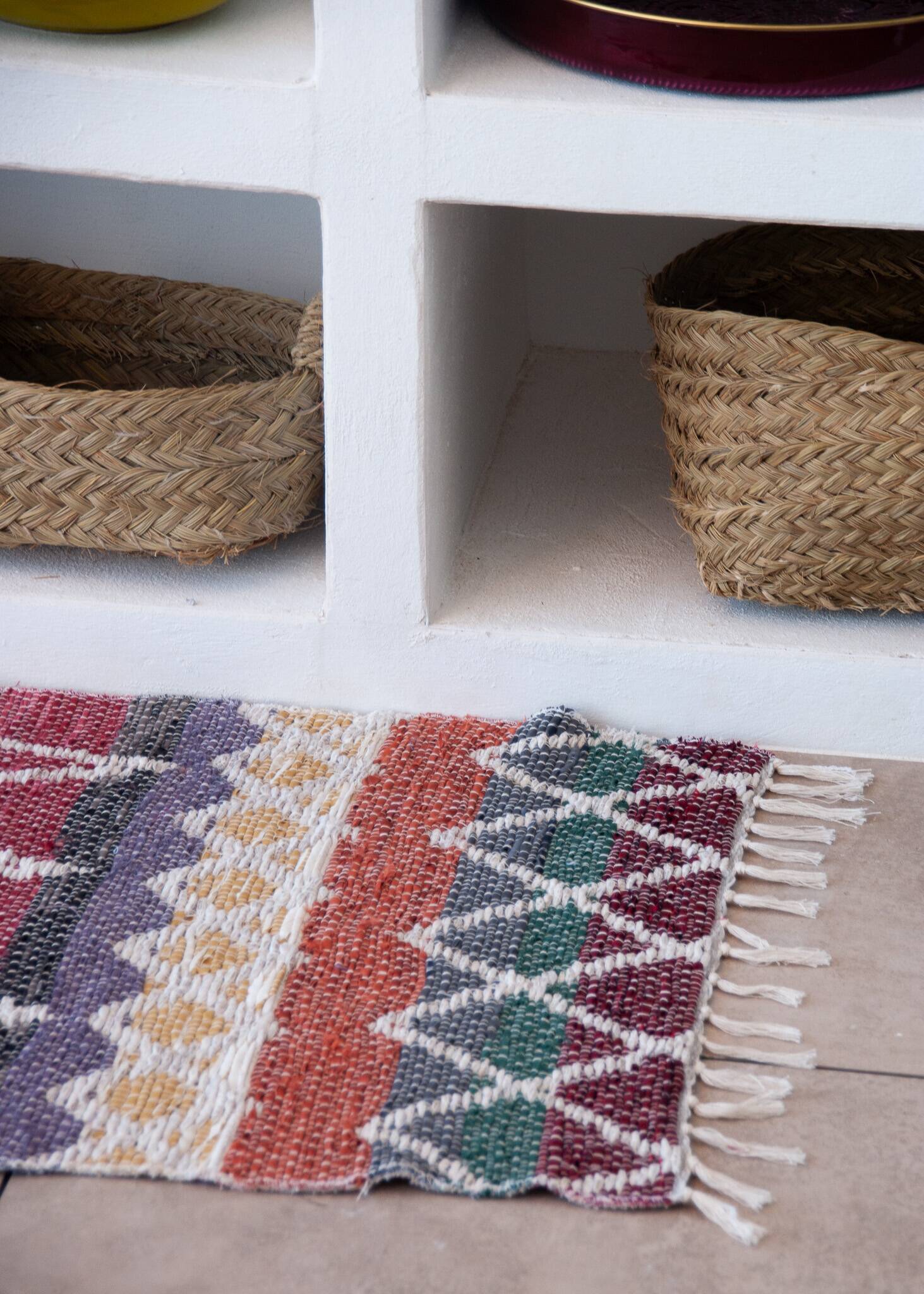 Recycled cotton handmade rug - reversible - Multicolor