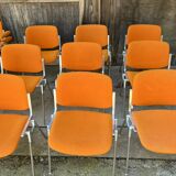 Set of 8 orange Castelli chairs