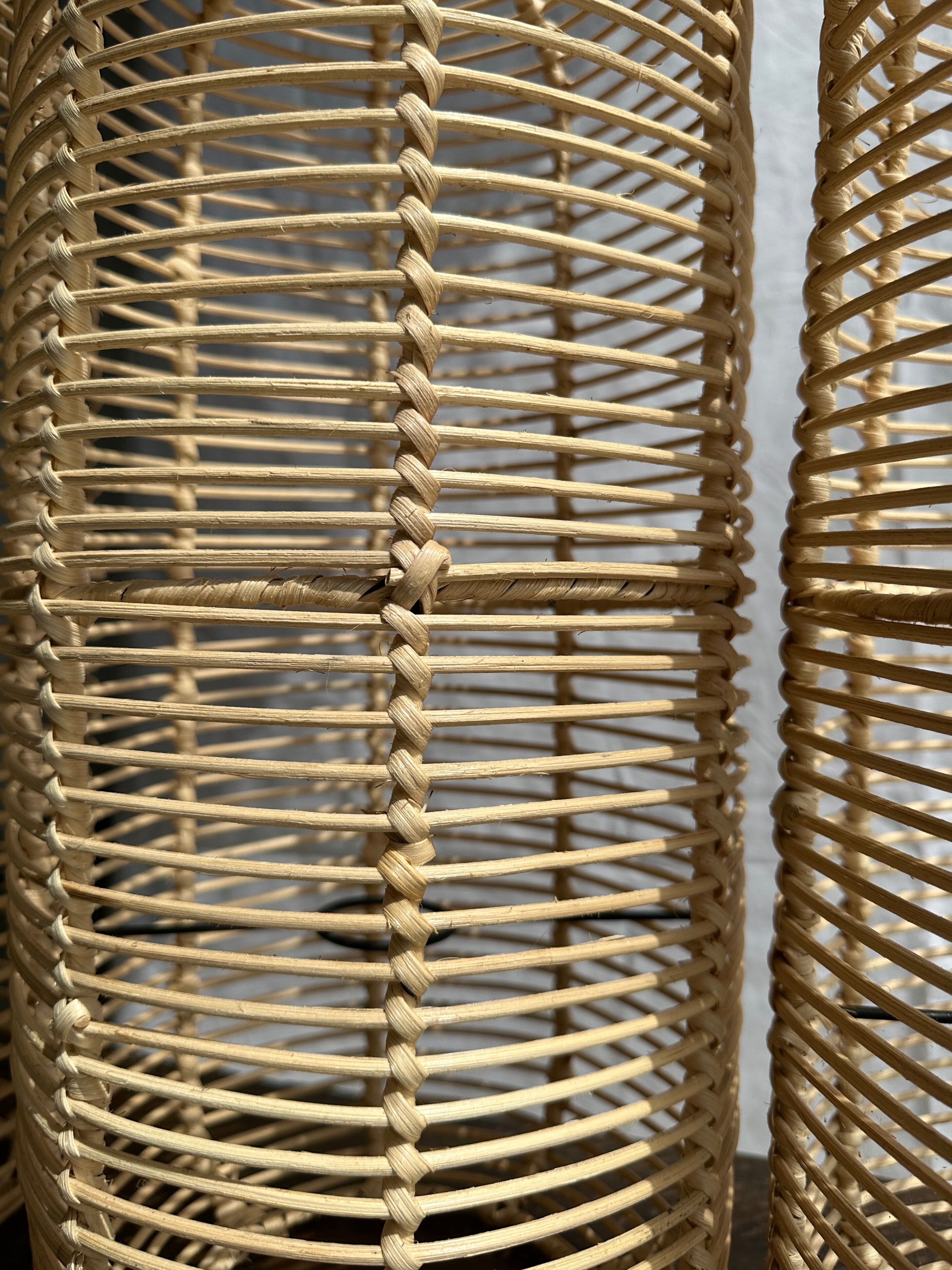 Large lantern-shaped rattan pendant lamp H50 D24