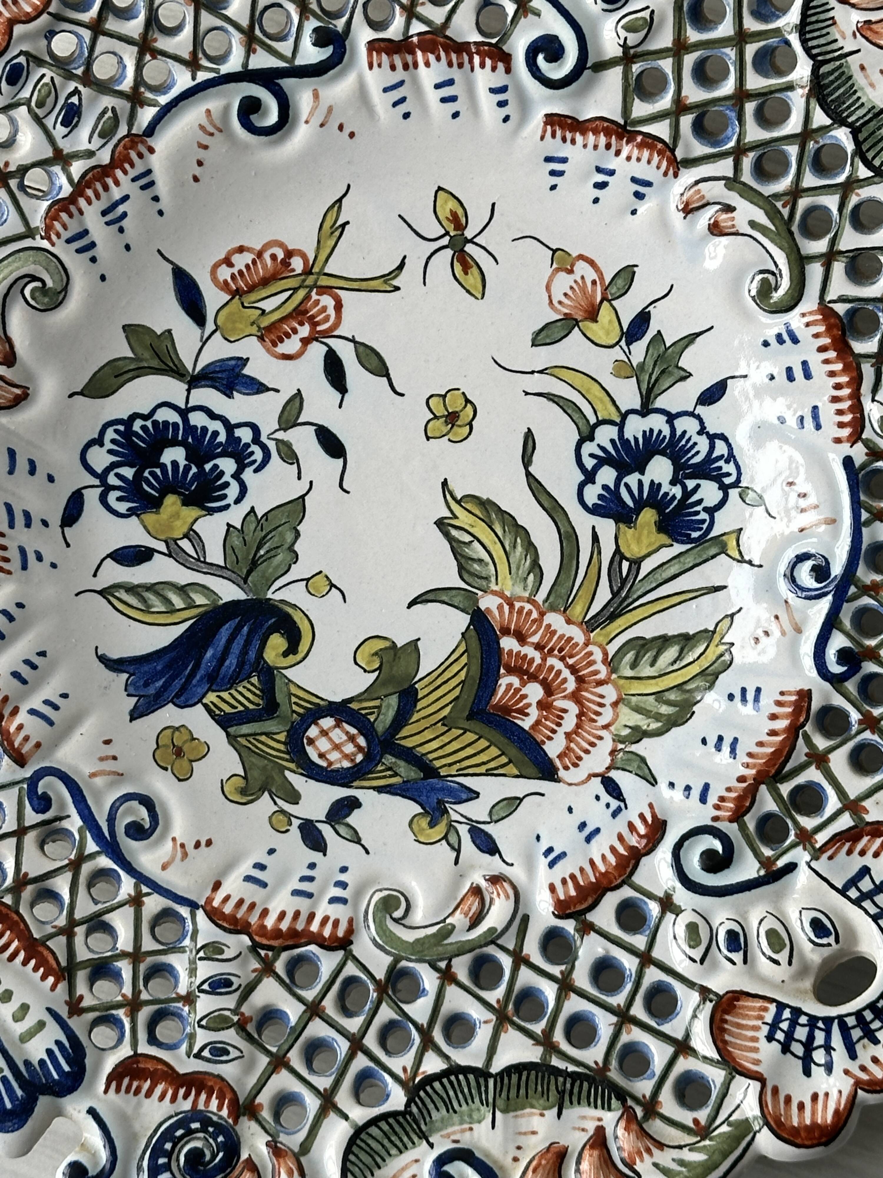 Openwork earthenware plate from Rouen