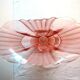 Large fan vase, glass, bright pink and frosted, Art Deco