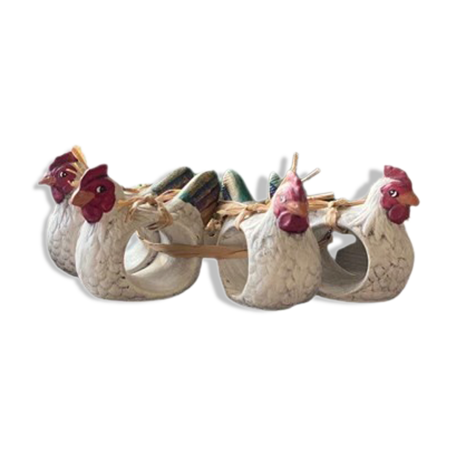 4 ronds de serviettes poule
