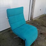 Blue electric relax armchair on battery with remote control