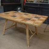 Rattan and ceramic table 1960