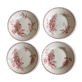 Set of 4 plates raised Sarreguemines land railway 19th décor Vega