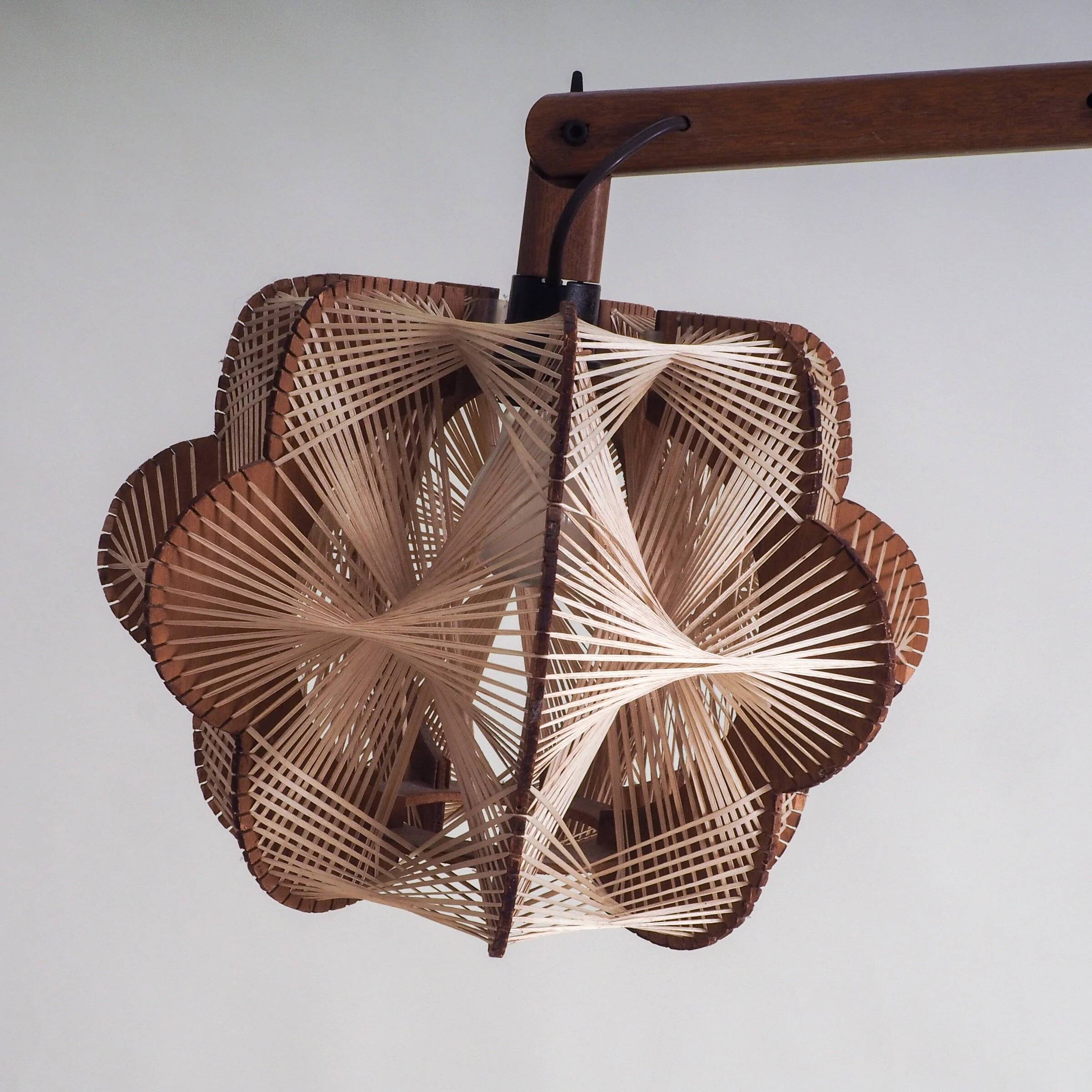 Vintage Danish floor lamp with woven shade