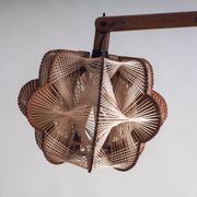 Vintage Danish floor lamp with woven shade