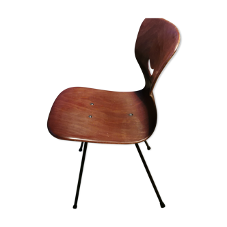 Chaise en bois, piètement metal