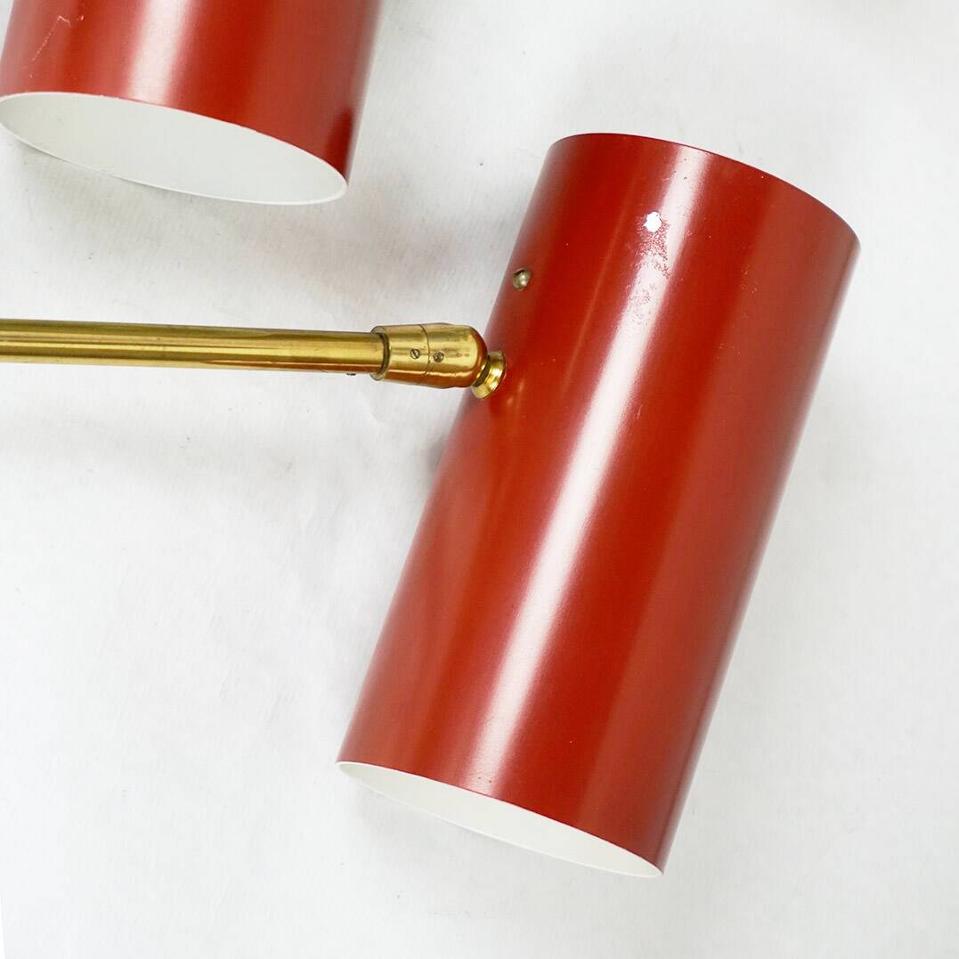 Cylindrical wall lights in Austrian red brass from the mid-century by J.T. Kalmar.