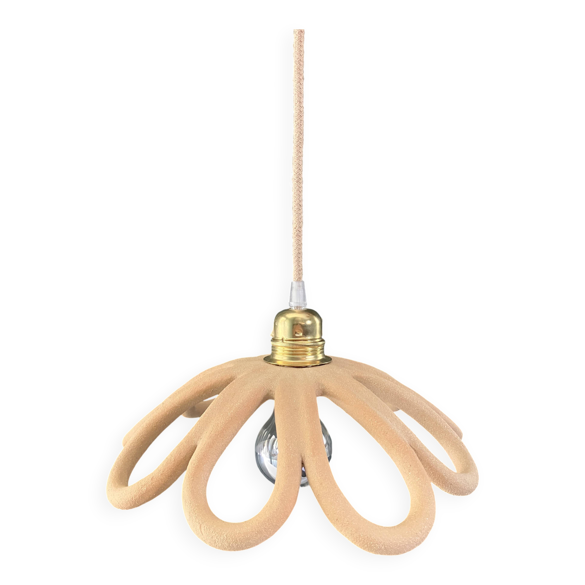 Suspension en céramique fleur en grès - artisanat français