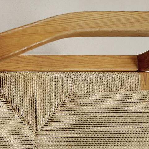 Set of eight pine dining danish chairs with Rope Seat 1980'